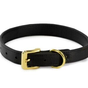 Dog Collar: NWT Black Soft Leather, M/L